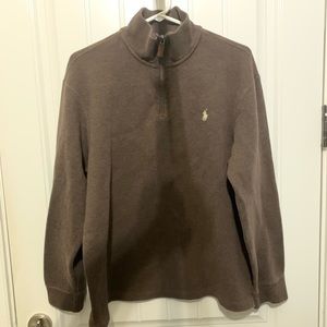 Men’s quarter-zip thick cotton pullover.
